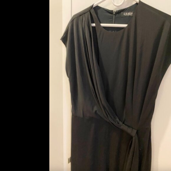 Lauren Ralph Lauren Black Tie-Front Jersey Wide-Leg Jumpsuit | Size 14 - Picture 6 of 8